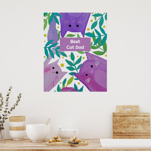Katten en takken Beste kattevaders dag Poster (Keuken)