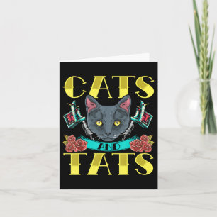 Katten en Tats Oude Stijl Tattoo Design Kaart