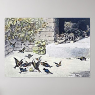 Katten en Tuinvogels Poster