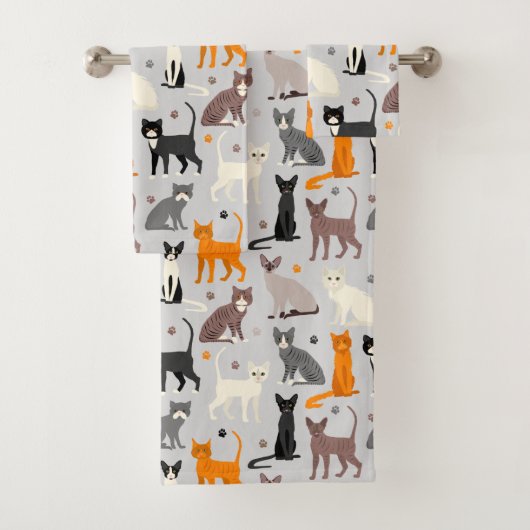 Katten en verfdrukken bad handdoek (Insitu)