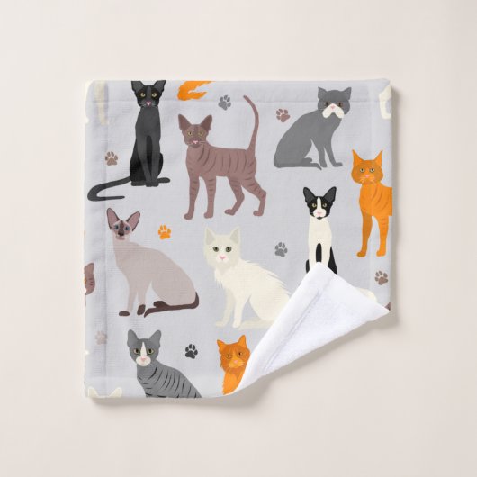 Katten en verfdrukken bad handdoek (Wasdoekje)