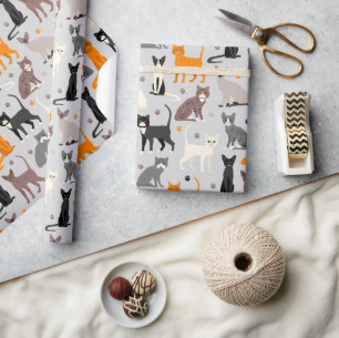 Katten en verfdrukken cadeaupapier