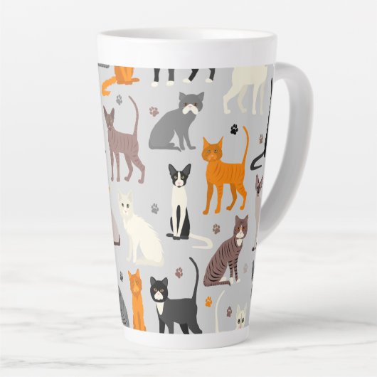 Katten en verfdrukken latte mok (Rechterhoek)