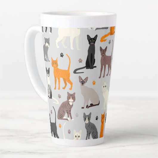 Katten en verfdrukken latte mok (Linkerhoek)