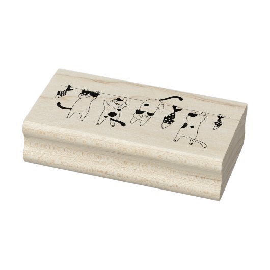 Katten en vishakken 	rubberstempel (Stempel)