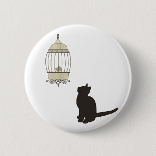 Katten en vogels ronde button 5,7 cm