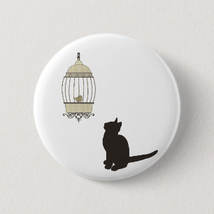 Katten en vogels ronde button 5,7 cm