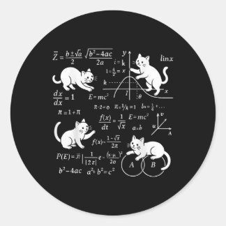 Katten en Wiskunde liefhebber Funny Cat Lover Wete Ronde Sticker