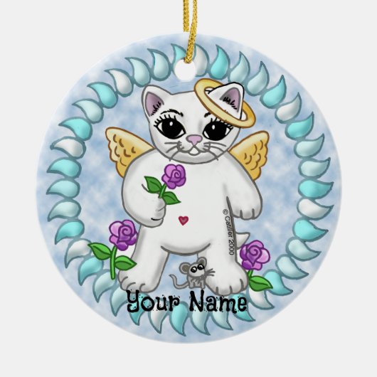 Katten engel keramisch ornament (Voorkant)