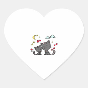 Katten familie, katten, kat, familie hart sticker