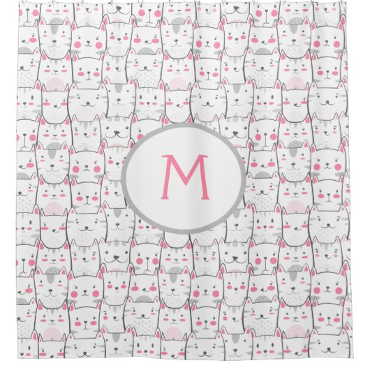Katten Funny Monogram Curtains tonen het Bath Curt Douchegordijn (Voorkant)
