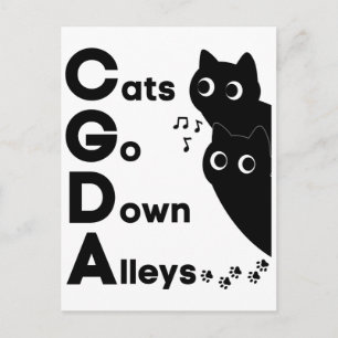 Katten gaan door steegjes CGDA muziektheorie Briefkaart
