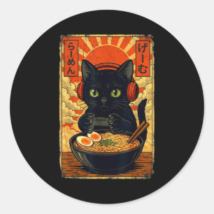 Katten Gamer Mannen Anime Kawaii Grappige Gaming H Ronde Sticker