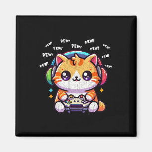 Katten Gamer Pew Funny Video Games Vintage Jongens Magneet