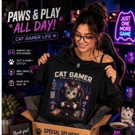 Katten Gamer T-Shirt | Mooie Gaming Kat Shirt voor
