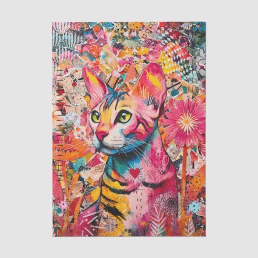 Katten gemengde gemengde papier collage tissuepapi (Voorkant)