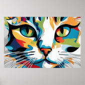 Katten gezicht modern kunst Poster (Voorkant)