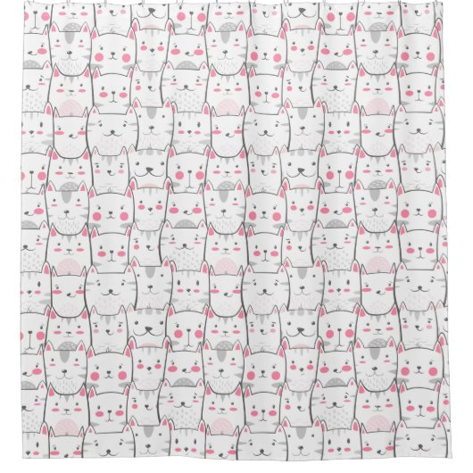 Katten Grappige Gordijnen Douche Badgordijn (Voorkant)