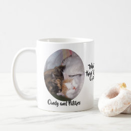 Katten Grotere liefde Twee foto's en namen Koffiemok