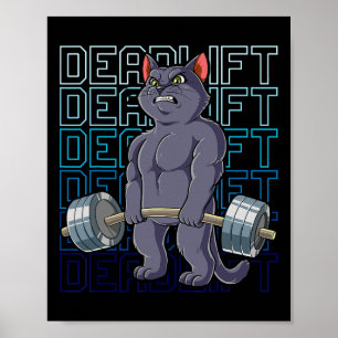 Katten Gym Krachttraining Deadlift Mannen Vrouwen  Poster