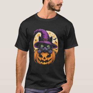 Katten Halloween Pompoen Zwarte Kat Griezelen Grie T-shirt