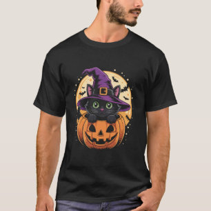 Katten Halloween Pompoen Zwarte Kat Griezelig Eng T-shirt
