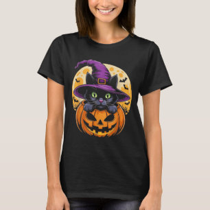 Katten Halloween Pompoen Zwarte Kat Griezelig Spoo T-shirt
