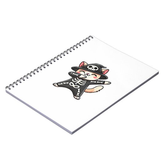 Katten Halloween Skelet Schattige Kat Kinderen Notitieboek (Linkerzijde)