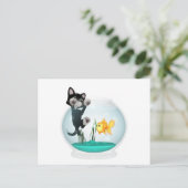 katten hangen op viskuit briefkaart (Staand voorkant)