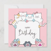 Katten Happy Birthday Feestdagenkaart (Voorkant)