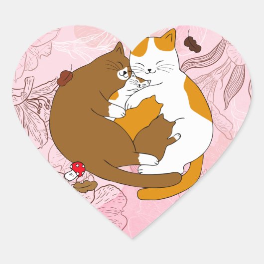 Katten Hart Sticker (Voorkant)