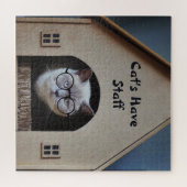 Katten hebben een personeelsbestand met een grappi legpuzzel (Horizontaal)