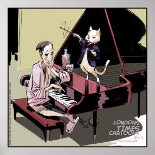 Katten heersen over alles, zelfs de pianoposter poster