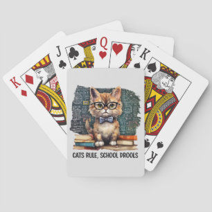 Katten heersen, school drollen pokerkaarten