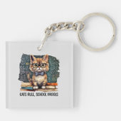 Katten heersen, school drollen sleutelhanger (Achterkant)
