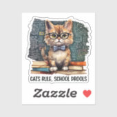 Katten heersen, school drollen sticker (Vel)