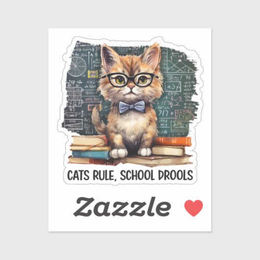 Katten heersen, school drollen sticker (Vel)