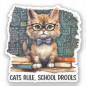 Katten heersen, school drollen sticker (Voorkant)