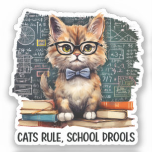 Katten heersen, school drollen sticker