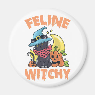 Katten heks funny spooky Halloween kat katje Magneet