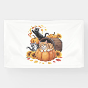 Katten Herfst Herfst Pompoenen Thanksgiving Zonneb Spandoek