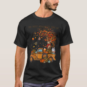 Katten Herfst Pompoen volle Truck Herfstboom Blade T-shirt