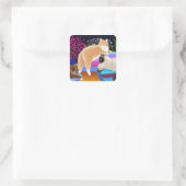 Katten houden van schone was vierkante sticker (Tas)