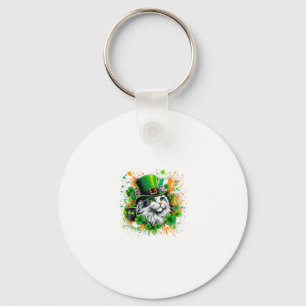 Katten Ierse Patricksdag met Leprechaun-hoed Sleutelhanger