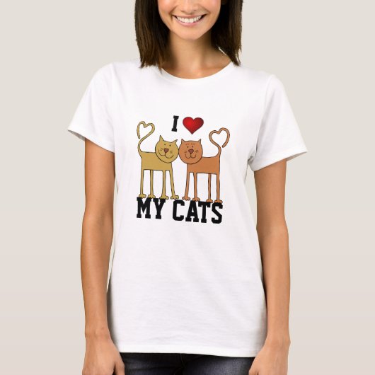 Katten: Ik hou van mijn katten T-shirt (Voorkant)