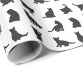 Katten in Black Silhouette Pattern Dier Cadeaupapier (Rol Hoek)