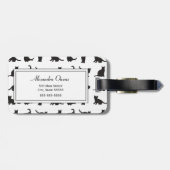 Katten in Black Silhouette Pattern met voornaam Bagagelabel (Achterkant horizontaal)