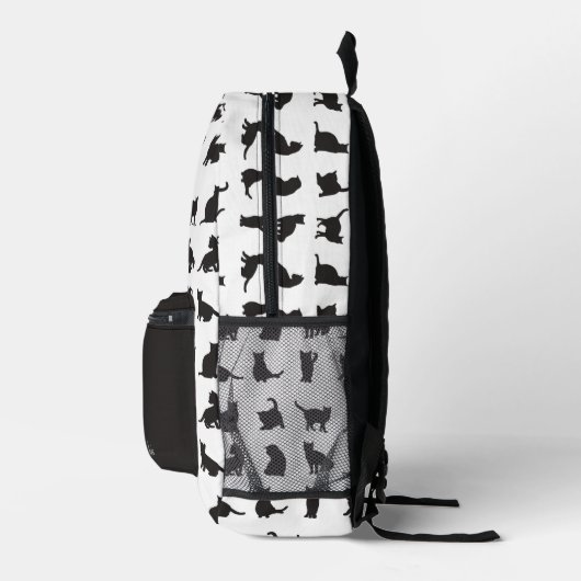 Katten in Black Silhouette Pattern met voornaam Bedrukte Rugzak (Rechts)