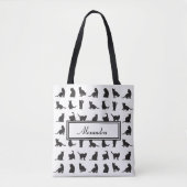 Katten in Black Silhouette Pattern met voornaam Draagtas (Voorkant)