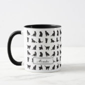 Katten in Black Silhouette Pattern met voornaam Mok (Links)